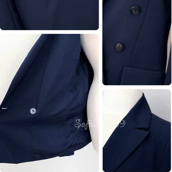 Last☝️Navy Double Breasted Long Line Blazer Jacket - Picture 4 of 8